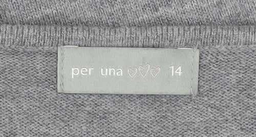 Marks and Spencer Per Una Grey Embellished Scoop Neck Jumper Women’s Size 14