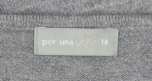 Marks and Spencer Per Una Grey Embellished Scoop Neck Jumper Women’s Size 14