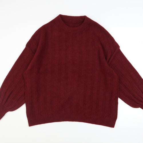 Peacocks Women's Red Crew Neck Long Sleeve Knit Jumper Size L