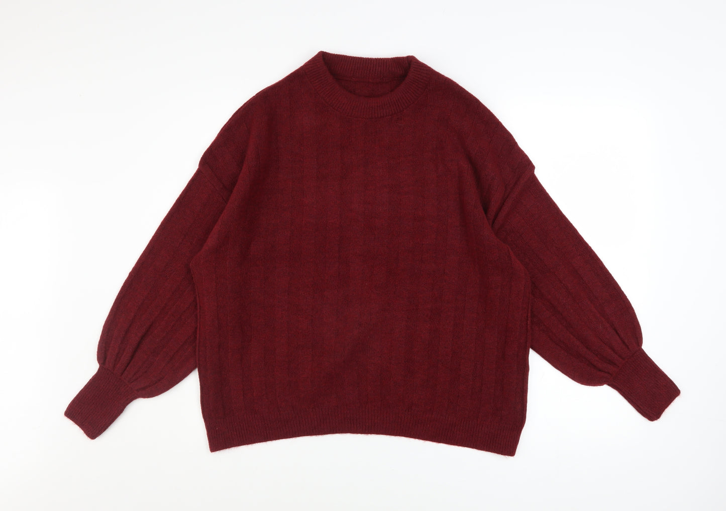 Peacocks Women's Red Crew Neck Long Sleeve Knit Jumper Size L