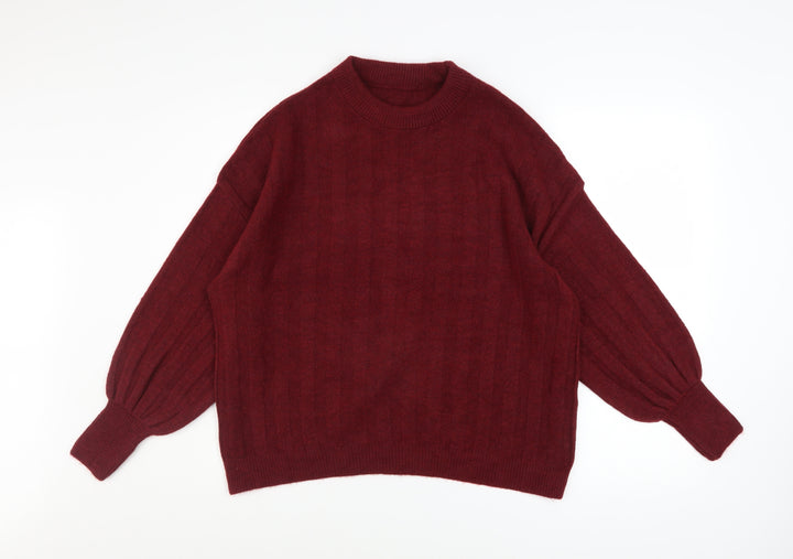 Peacocks Women's Red Crew Neck Long Sleeve Knit Jumper Size L
