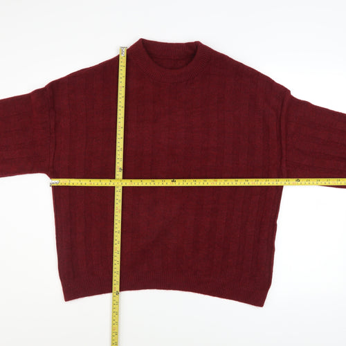 Peacocks Women's Red Crew Neck Long Sleeve Knit Jumper Size L