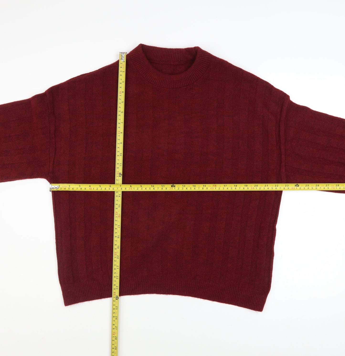 Peacocks Women's Red Crew Neck Long Sleeve Knit Jumper Size L