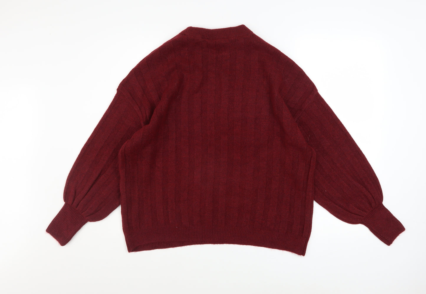 Peacocks Women's Red Crew Neck Long Sleeve Knit Jumper Size L