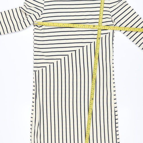 Y.A.S Women’s White Striped Long Sleeve Shift Dress Size S