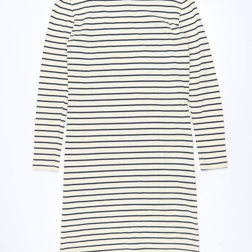 Y.A.S Women’s White Striped Long Sleeve Shift Dress Size S