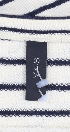 Y.A.S Women’s White Striped Long Sleeve Shift Dress Size S