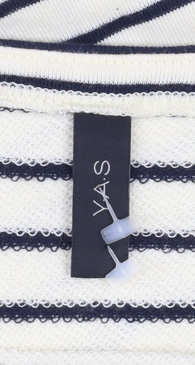 Y.A.S Women’s White Striped Long Sleeve Shift Dress Size S