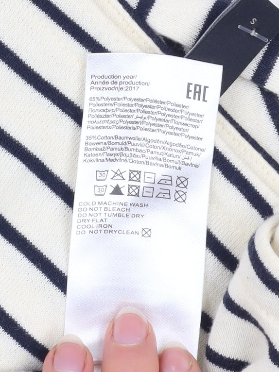 Y.A.S Women’s White Striped Long Sleeve Shift Dress Size S