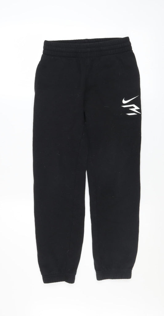 Front view of Nike 3 Brand boys’ black jogger sweatpants 10-12 years cotton blend