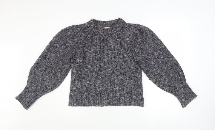 Madewell Women's Blue Mock Neck Knit Jumper Size S Long Sleeve Wool Blend