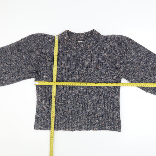 Madewell Women's Blue Mock Neck Knit Jumper Size S Long Sleeve Wool Blend