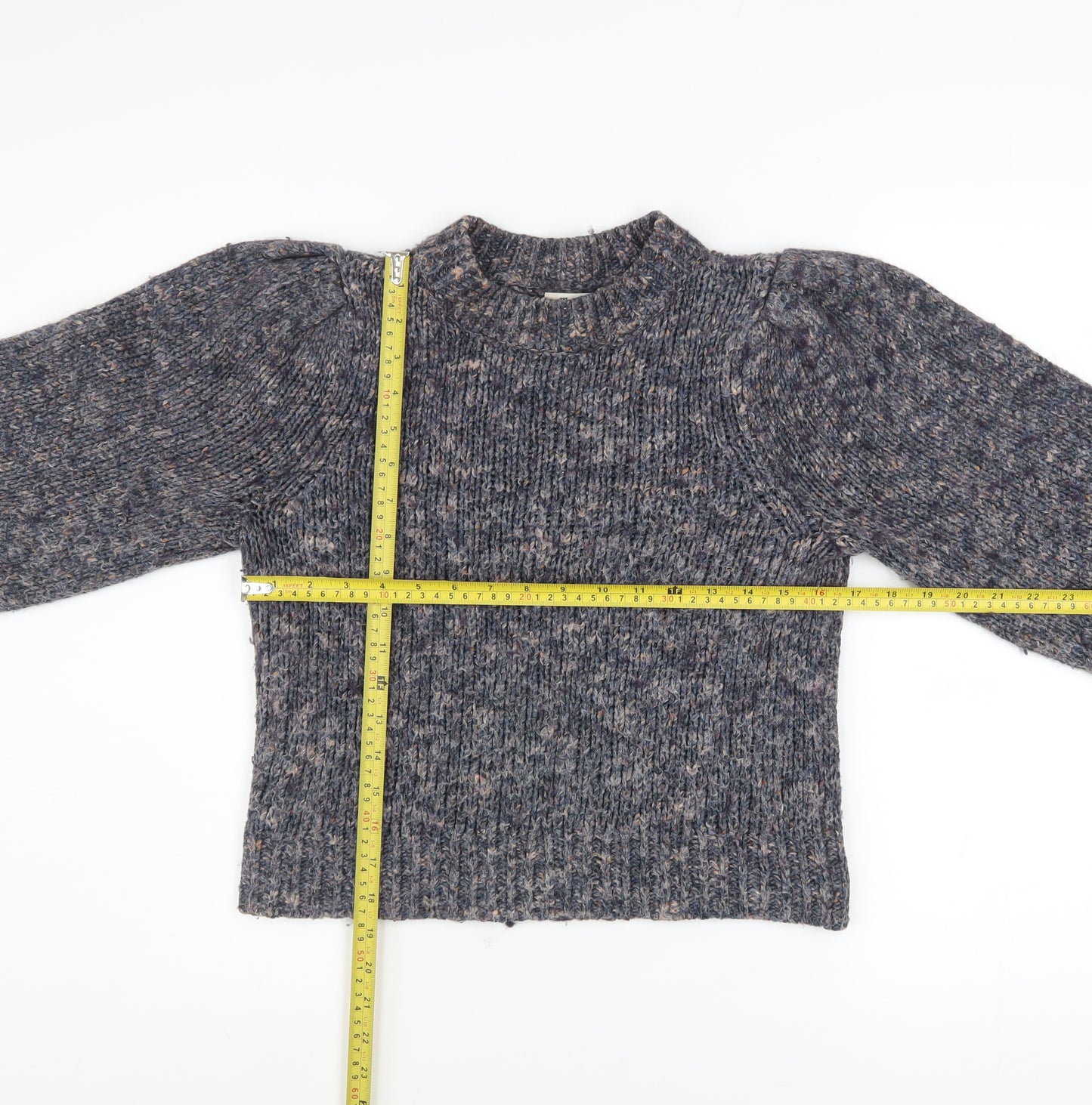 Madewell Women's Blue Mock Neck Knit Jumper Size S Long Sleeve Wool Blend
