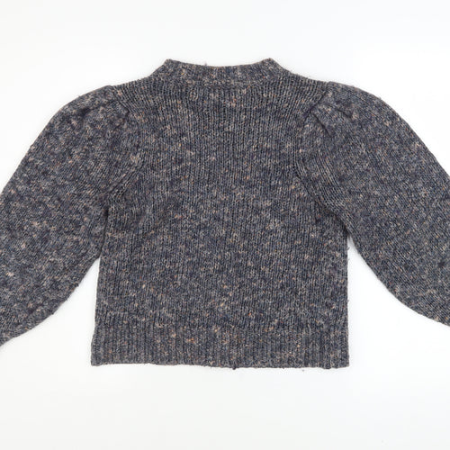 Madewell Women's Blue Mock Neck Knit Jumper Size S Long Sleeve Wool Blend