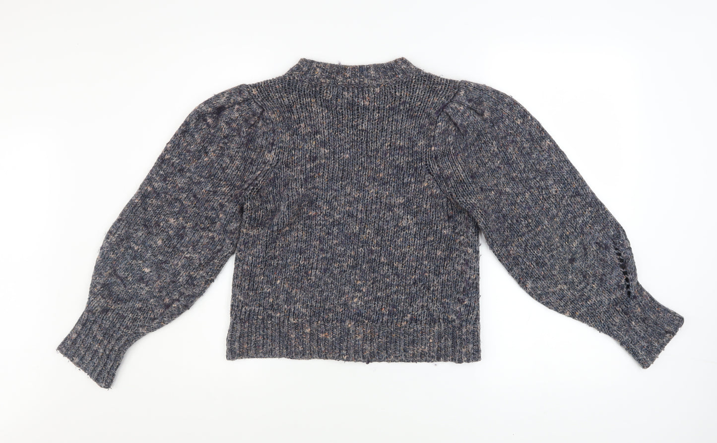 Madewell Women's Blue Mock Neck Knit Jumper Size S Long Sleeve Wool Blend