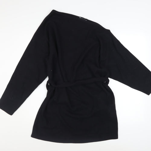 ASOS DESIGN Women's Black Size 6 Long Sleeve Belted Bodycon Dress