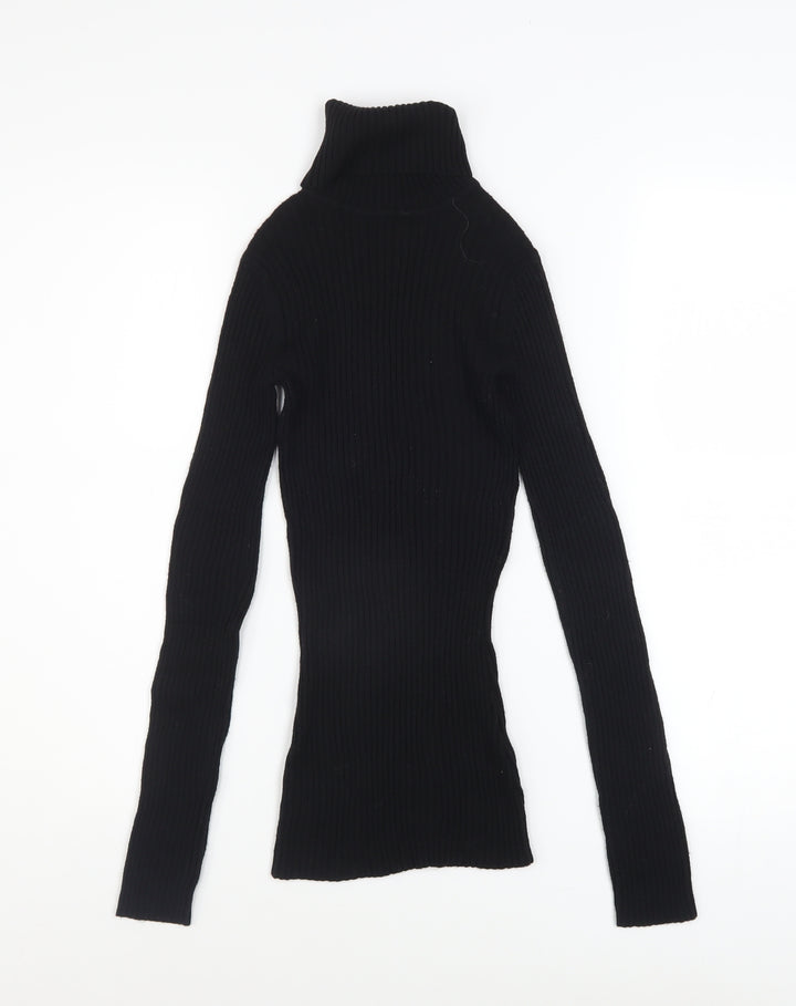 Dorothy Perkins Women's Black Roll Neck Slim Knit Jumper Size 6