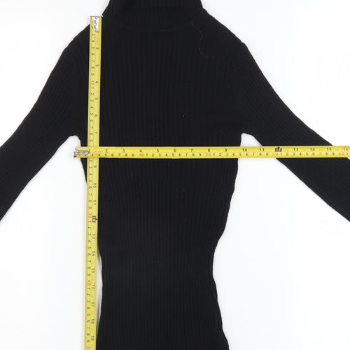 Dorothy Perkins Women's Black Roll Neck Slim Knit Jumper Size 6