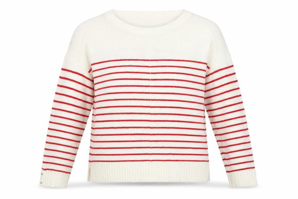 Front view of Next Women White Red Striped Crew Neck Knit Jumper, size 10
