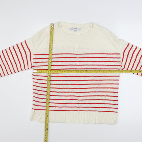 Next Women White Red Striped Crew Neck Knit Jumper Size 10