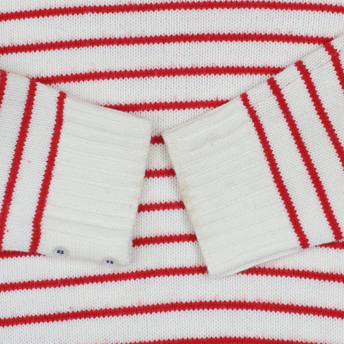 Next Women White Red Striped Crew Neck Knit Jumper Size 10