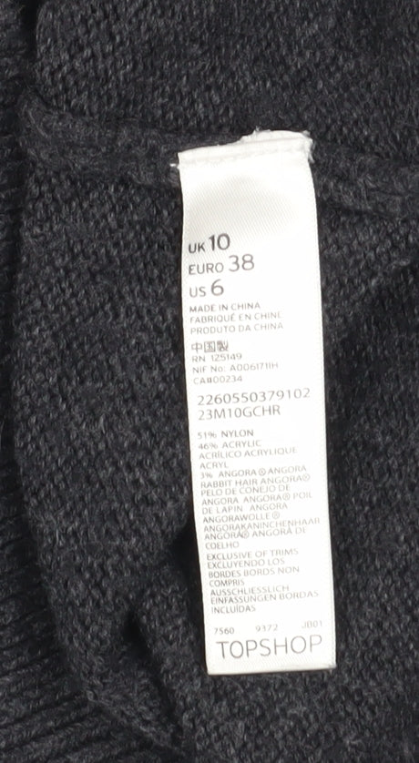 Topshop Women Black Embellished Angora Blend Crew Neck Jumper Size 10