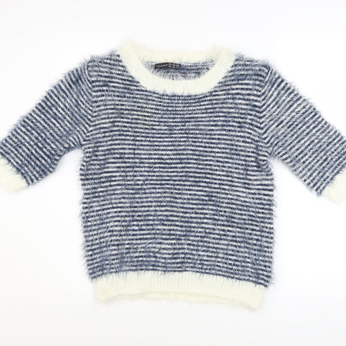Atmosphere Womens Blue Striped Crew Neck 3/4 Sleeve Jumper Size 14