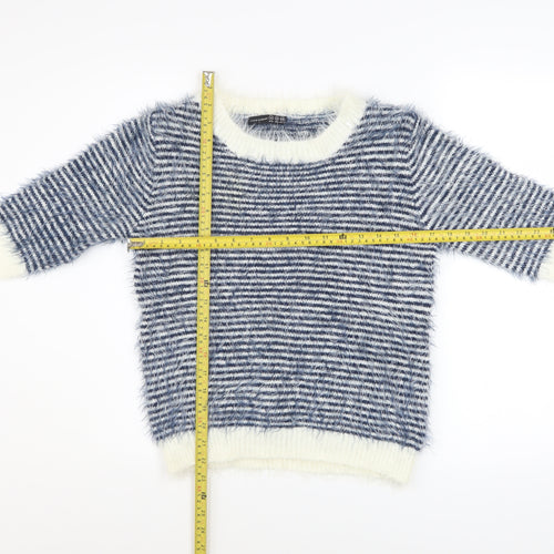 Atmosphere Womens Blue Striped Crew Neck 3/4 Sleeve Jumper Size 14
