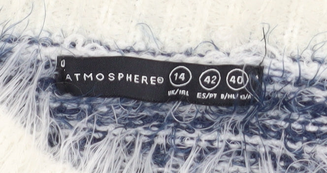 Atmosphere Womens Blue Striped Crew Neck 3/4 Sleeve Jumper Size 14