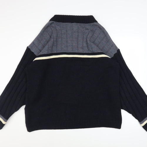 Fila Mens Blue High Neck Half Zip Knit Jumper Size L