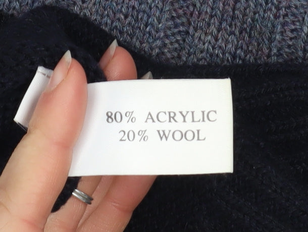 Fila Mens Blue High Neck Half Zip Knit Jumper Size L