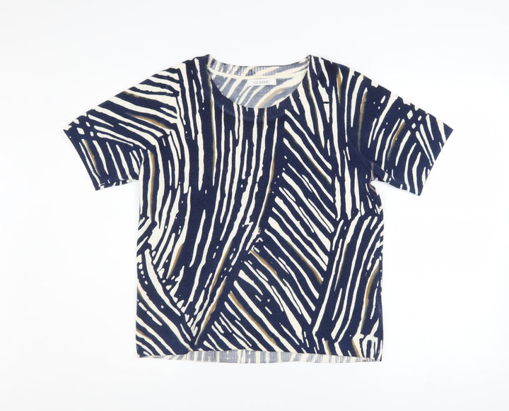 Marks and Spencer Women’s Blue Geometric Knit T-Shirt Size 12