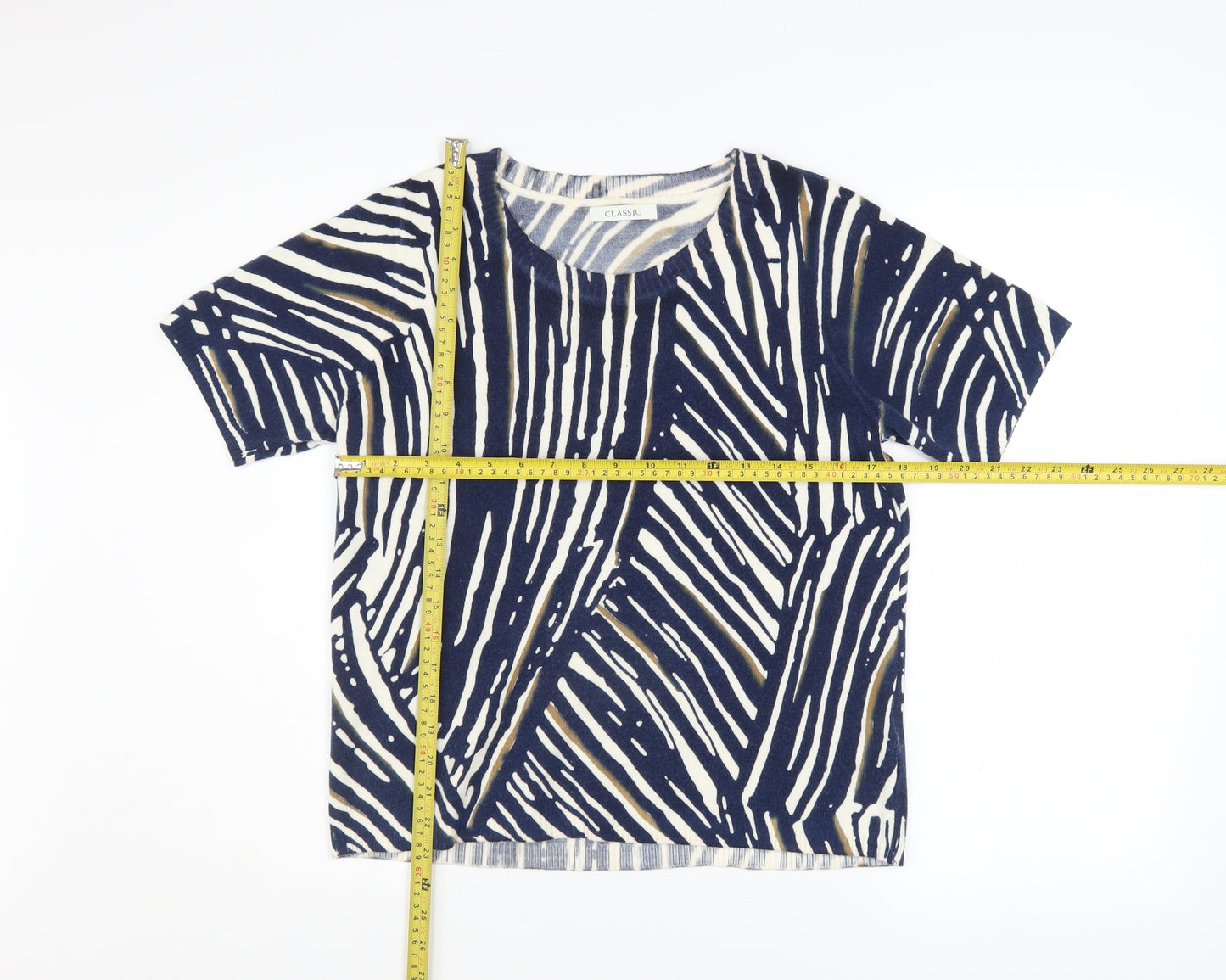 Marks and Spencer Women’s Blue Geometric Knit T-Shirt Size 12