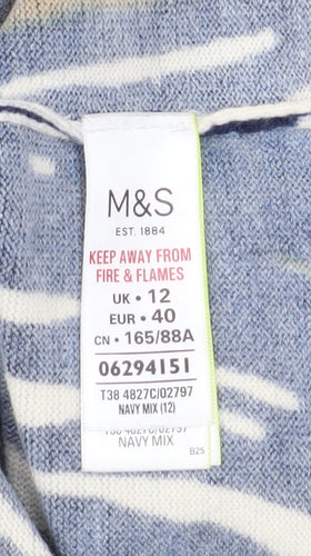 Marks and Spencer Women’s Blue Geometric Knit T-Shirt Size 12