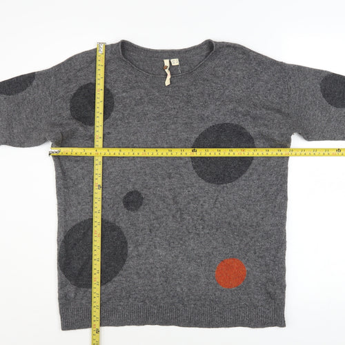 White Stuff Womens Grey Polka Dot Lambswool Jumper UK 10