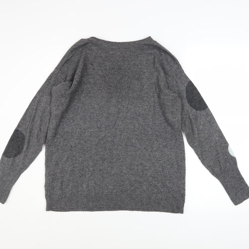 White Stuff Womens Grey Polka Dot Lambswool Jumper UK 10