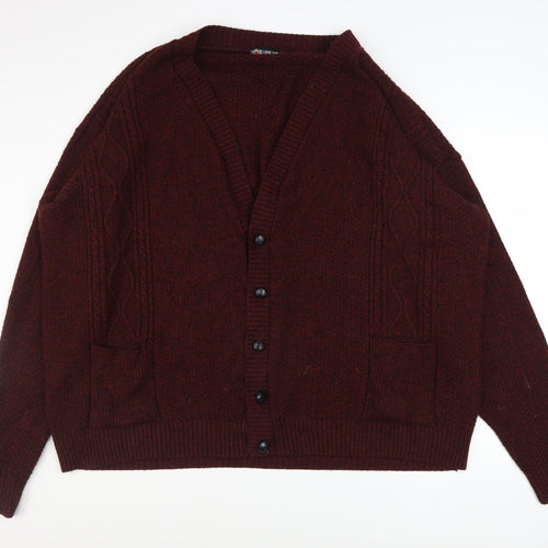 Louie James Men's Brown 5XL Cable Knit Button Cardigan