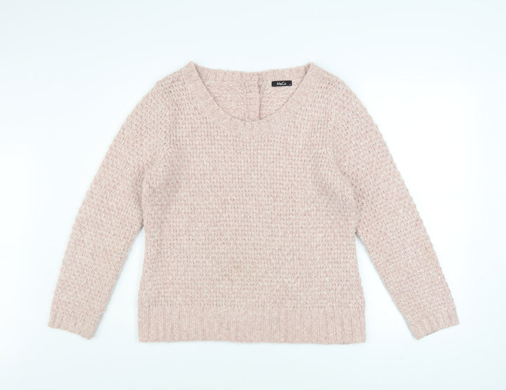M&Co Women’s Pink Chunky Knit Acrylic Pullover Jumper Size M