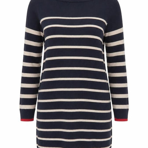 Oasis Women Blue Striped Jumper Dress M Long Sleeve Knit Casual