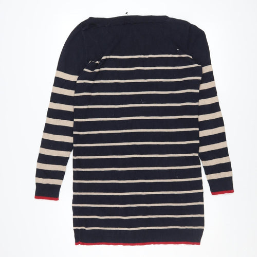 Oasis Women Blue Striped Jumper Dress M Long Sleeve Knit Casual