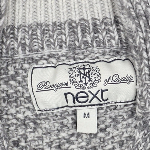 Next Men Grey Henley Jumper M Chunky Knit Wool Blend