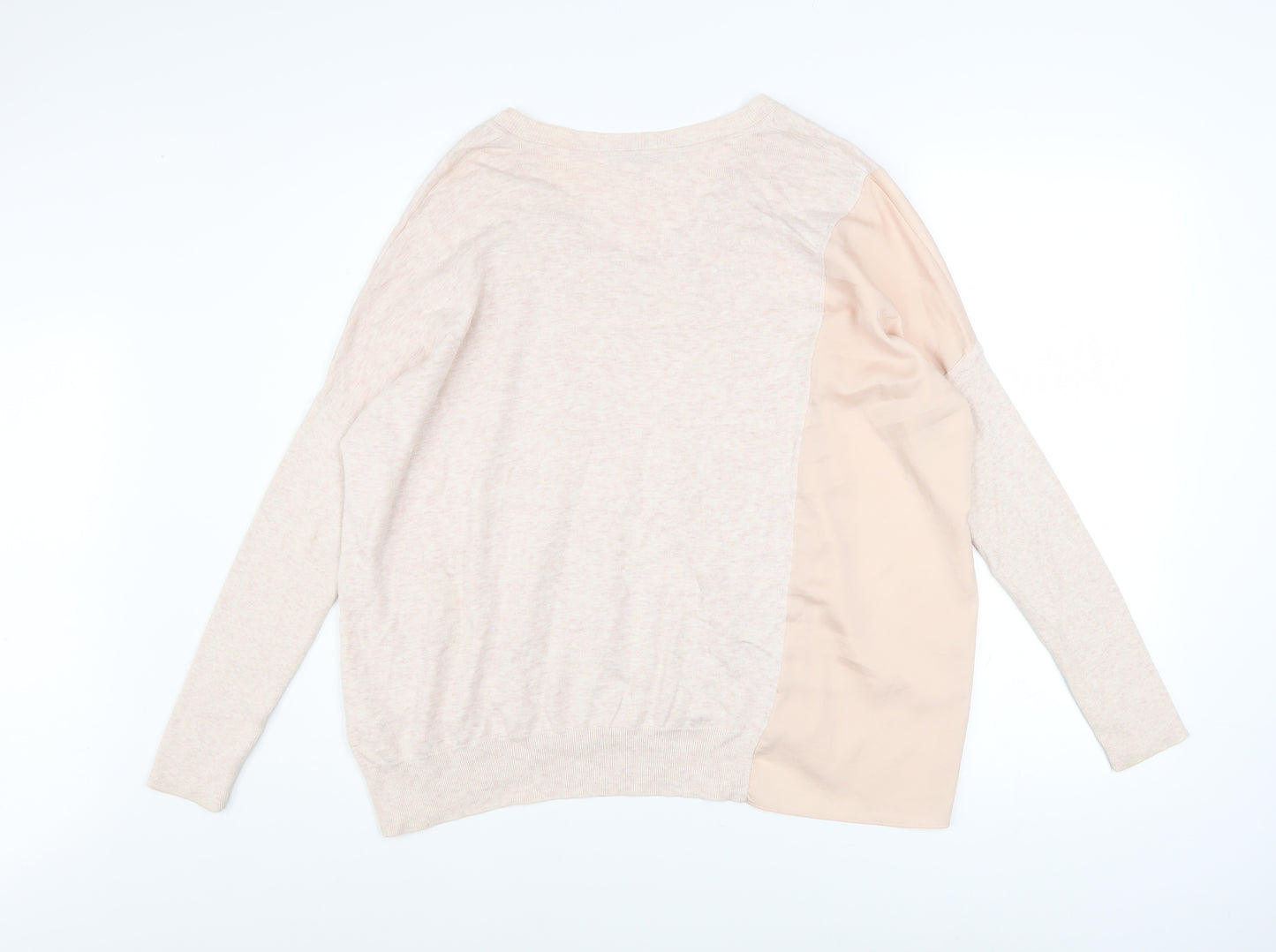 AllSaints Women's Beige V-Neck Pullover Jumper Size S Cotton Viscose Blend