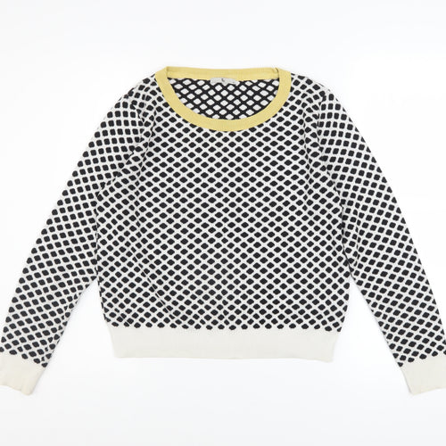 Tu Women's Black & White Geometric Knit Jumper Size 12
