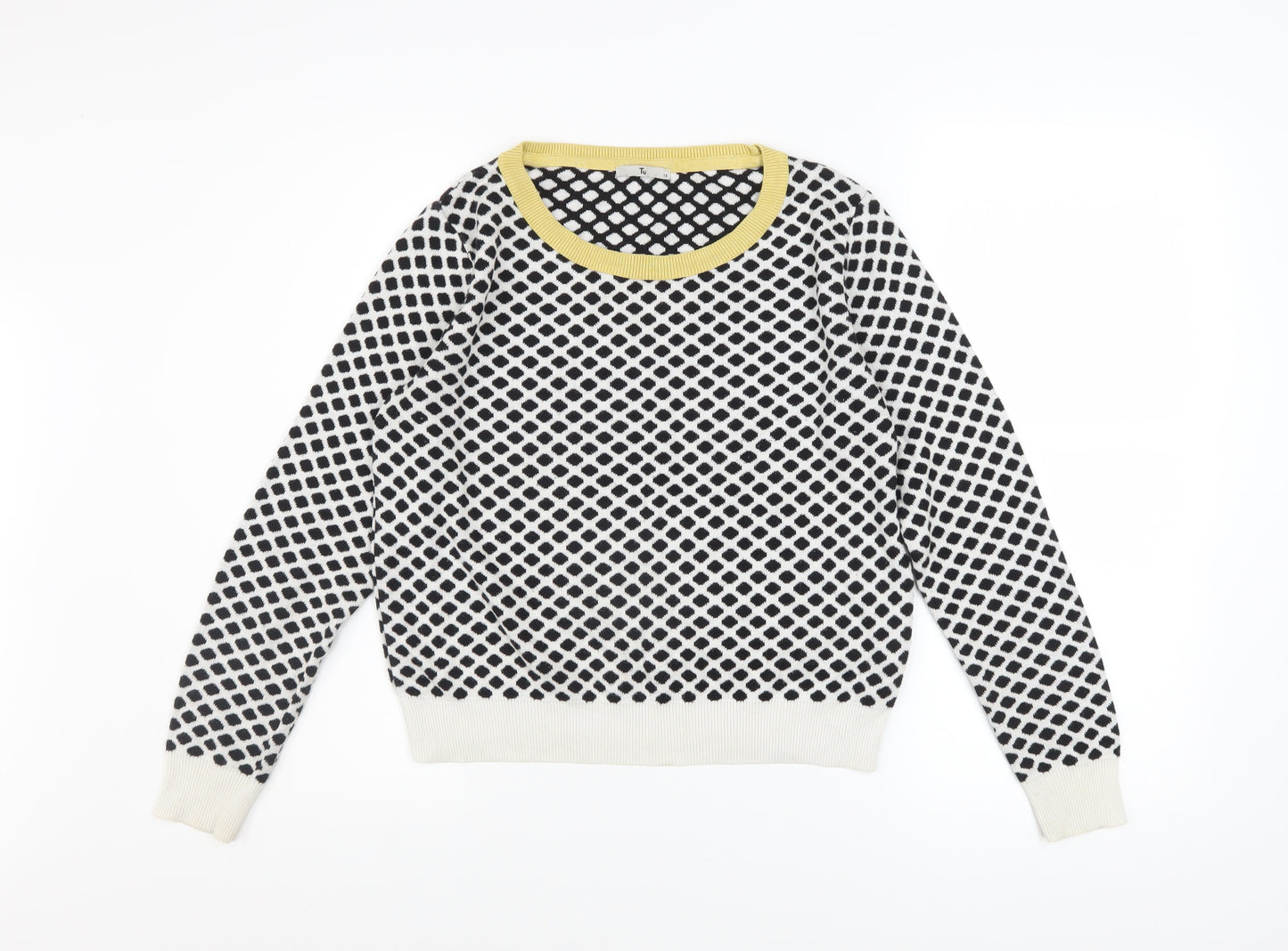 Tu Women's Black & White Geometric Knit Jumper Size 12