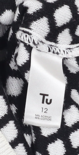 Tu Women's Black & White Geometric Knit Jumper Size 12