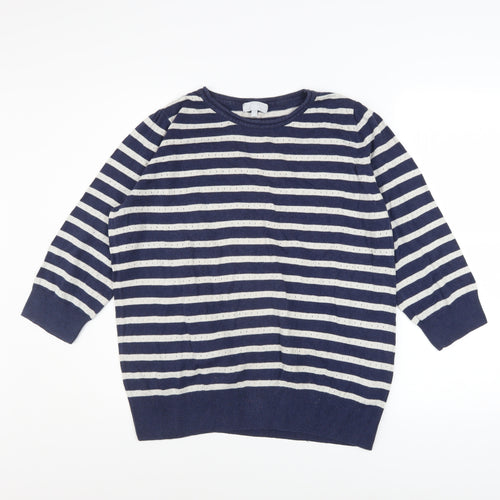 Red Herring Women's Blue Striped Cotton Jumper Size 16