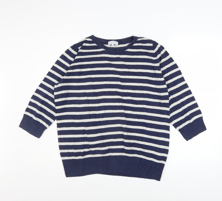 Red Herring Women's Blue Striped Cotton Jumper Size 16