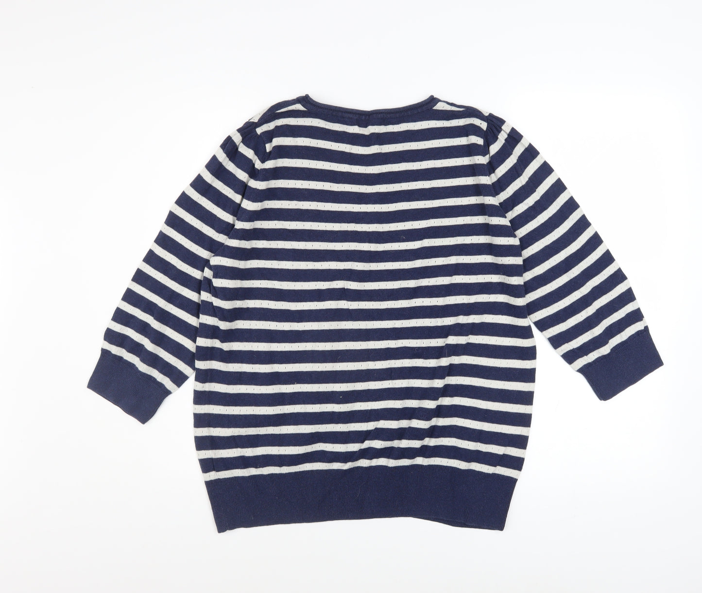 Red Herring Women's Blue Striped Cotton Jumper Size 16