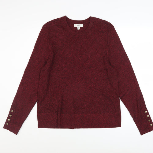 Marks and Spencer Women's Red Glitter Knit Crew Neck Jumper Size 20