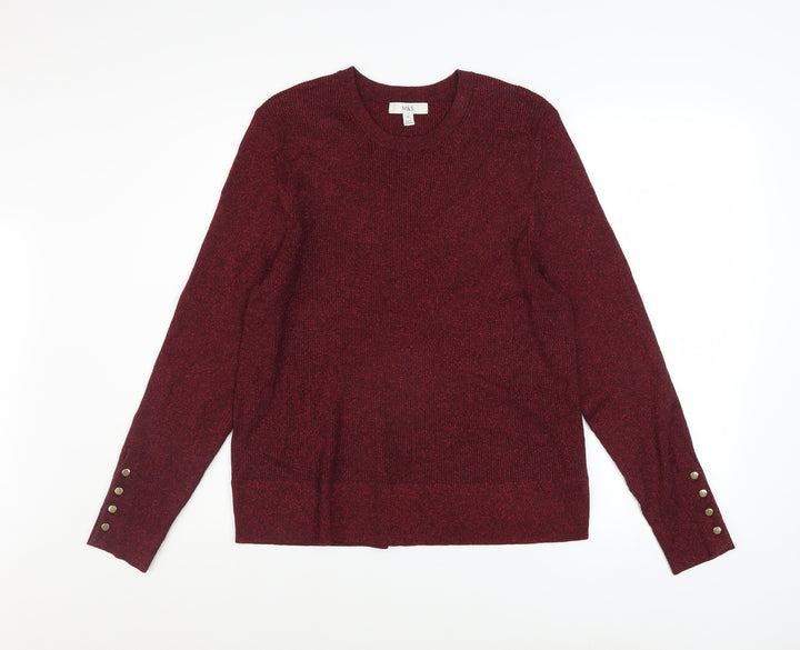 Marks and Spencer Women's Red Glitter Knit Crew Neck Jumper Size 20